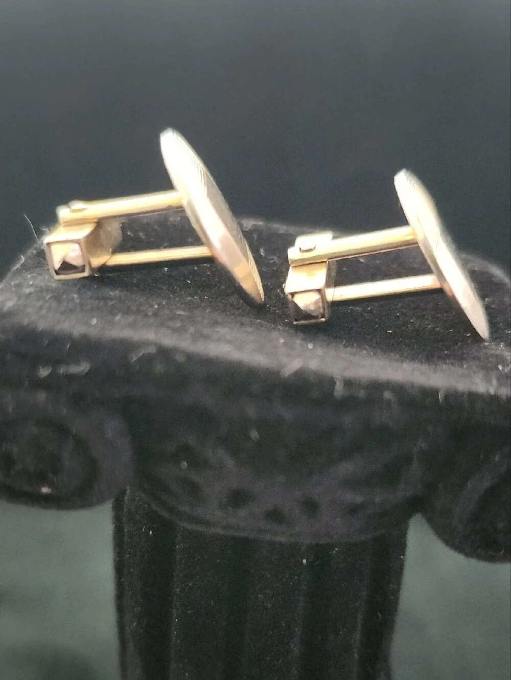 Vintage Anson Gold Tone Round Cufflinks with Textured Edges